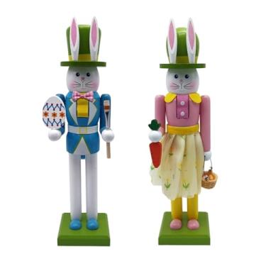 Imagem de Decoração de quebra-nozes de madeira coelhinho da Páscoa, decorações de quebra-nozes de madeira de 30,5 cm, boneco de quebra-nozes da Páscoa, coleciona ornamento de quebra-nozes para presentes de