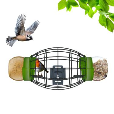 Imagem de LONA Alimentador de pássaros com bola de sebo alimentador de pássaros para janela externa com 4 métodos de instalação, alimentador de tubo transparente com poleiro de metal, impermeável, à prova de