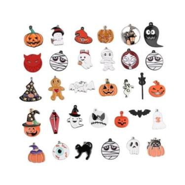 Imagem de Pingentes De Esmalte De Halloween 10 Peças: Fantasma De Tumba, Abóbora