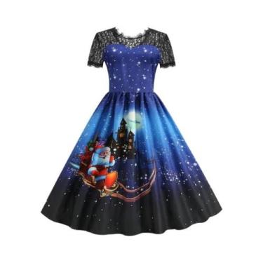 Imagem de Vestido De Festa Vintage De Natal plus Size Com Renda, Manga Curta, El