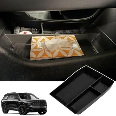 Imagem de Qlhshop Bandeja organizadora de console central inferior para Chevy Traverse Z71/GMC Acadia Elevation/AT4/Denali 2026 2025 2024 Acessórios interiores - ABS, preto