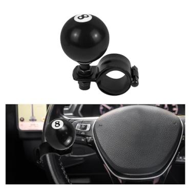 Imagem de ongfuwu Manípulo de volante preto de 8 esferas para carro, rotação de 360 graus, alça de volante de rotação de 360 graus, bola giratória para carros, caminhões, tratores, barcos (1 peça)