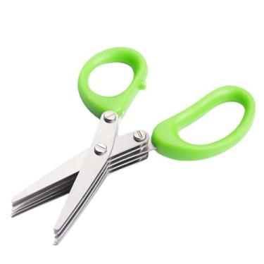 Imagem de Tesouras de talheres – Tesoura de cozinha de aço inoxidável de 5 camadas para corte preciso, trituração de ervas e cebolas – Durável com capa protetora