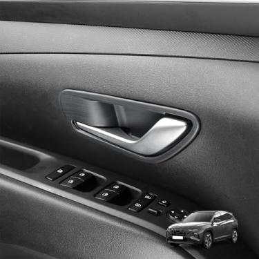 Imagem de Amzcar Tampa da moldura da maçaneta da porta interna do carro compatível com acessórios Hyundai Tucson 2022-2026 (grão de madeira)