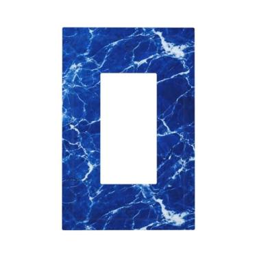 Imagem de SgEdao Capas decorativas de mármore fluindo abstrato em azul oceano, 1 gangue balancim, capas para interruptores de luz, decoração única, dispositivo Gfci, placa de parede para spa e banheiro, sala de