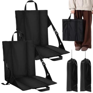 Imagem de Briwooody 2 pacotes de assentos de estádio com suporte para as costas, cadeiras portáteis dobráveis com alça ajustável, cadeira de arquibancada com encosto e almofada para eventos esportivos