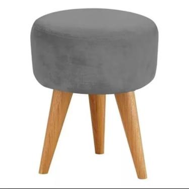 Imagem de Puff Redondo com Pé Palito em Polipropileno – Banqueta Reforçada 36x36cm, Suporta até 130kg(Cinza)