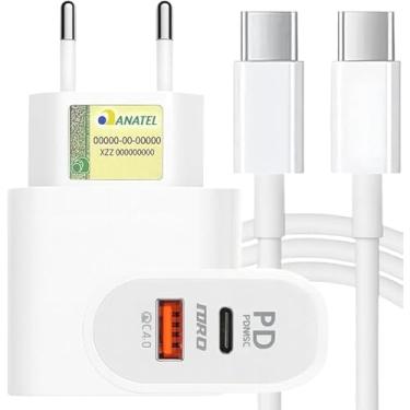 Imagem de Carregador Super Turbo 50W Ultra Rápido Tipo C + USB Com Carregamento Rápido + Cabo Tipo C Compatível Com Todos Aparelhos type C