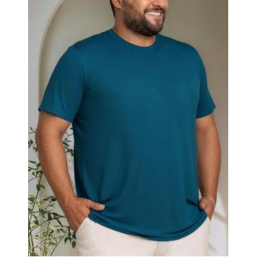 Imagem de Camiseta Masculina Plus Size - Básica Lisa G1 Ao G5 - Lishoope, Azul, 