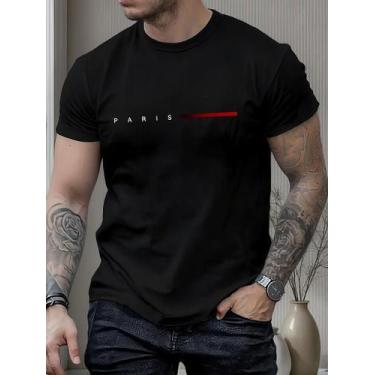 Imagem de Camiseta Masculina Estampa Paris 100% Algodão Premium Estilo Conforto 