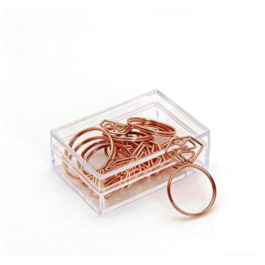 Imagem de Clipes de papel criativos em forma de anel de diamante decorativo estilo marcador de página de metal para escritório e casa, acessórios dourados