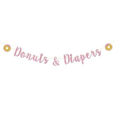 Imagem de Talorine Faixa de donuts e fraldas, decorações de chá de bebê de donuts, tema de doces de donuts, decorações de revelação de gênero para chá de bebê, decoração de bebê de boas-vindas para meninas