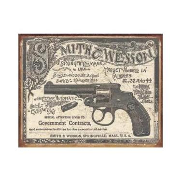 Imagem de Placa De Metal Vintage Com Tema De Pistola, Placa De Parede De Ferro P