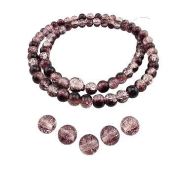 Imagem de DandS ltd Contas de vidro Crackle Lampwork para fabricação de joias, quartzo hematita, pulseiras vibrantes, colares, suprimentos de miçangas e kits de artesanato para joias artesanais, 80 peças de 10