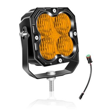 Imagem de Willpower Luz de trabalho LED de 10,9 cm, 30 W, 3000 lm, luzes quadradas off-road, luzes de neblina de 12 V 24 V, para carro, veículo, caminhão, 4 x 4, barco trator, âmbar 3000K, farol impermeável