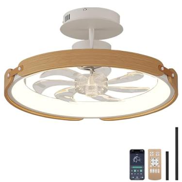 Imagem de Ventilador de teto silencioso com luz LED, dimerizável, 6 velocidades, reversível, DC, para quarto, moderno, com timer, para sala de estar e cozinha.