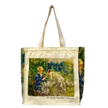 Imagem de Sacola de lona estética vintage, sacola com zíper com bolso interno, bolsas de ombro para mulheres, viagens, compras e presente, Best Friend