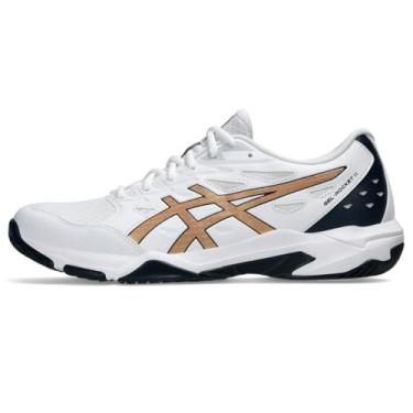 Imagem de ASICS Tênis masculino de vôlei Gel-Rocket 11, 12, branco/ouro puro