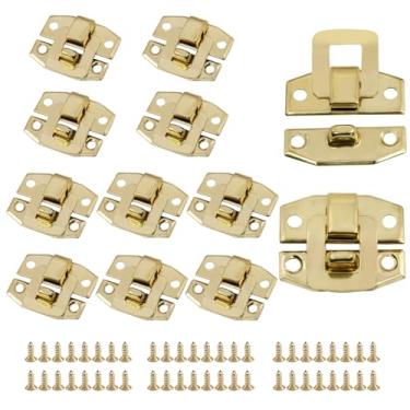 Imagem de Bivethoi Pacote com 12 mini dobradiças de bronze antigo, trava decorativa com parafusos, caixa de madeira, dobradiças pequenas retrô para entusiastas de caixa de joias/artesanato