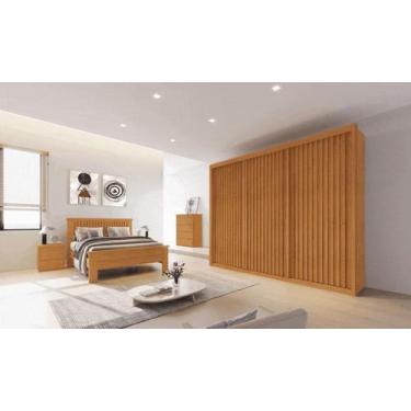 Imagem de Guarda Roupa Casal Ripado 3 Portas 7 Gavetas - Pacioli Plus - Móveis B