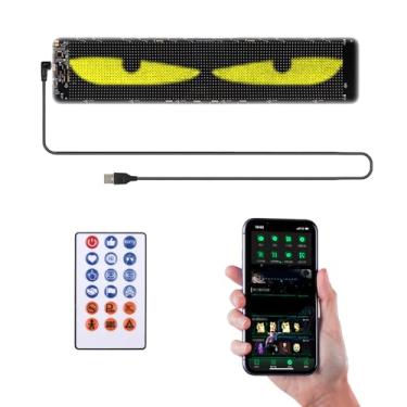 Imagem de VROOMOTO Luz de olhos faça você mesmo para para-brisa com controle remoto e aplicativo BT Connect Olhos de LED coloridos programáveis para carro, caminhão, festa, tela macia, olhos de para-brisa