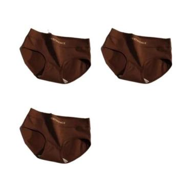 Imagem de Conjunto De 3 Calcinhas De Algodão Sem Costura Para Mulheres Em Tamanh