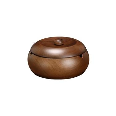 Imagem de Cinzeiro cinzeiro sala de estar casa madeira com tampa cinzeiro de latão estilo chinês bandeja de fumaça