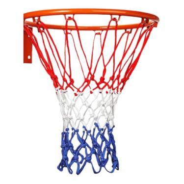Imagem de Rede de basquete multicolorida ao ar livre, reposição profissional de rede de basquete resistente, anti-chicote para todos os climas, adequada para cesta de basquete padrão ao ar livre