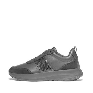 Imagem de FitFlop Tênis feminino F-Mode Flow de camurça/couro com lantejoulas, Preto, 38