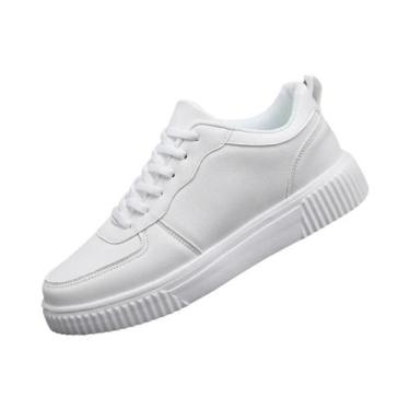 Imagem de Tênis Casuais Masculinos Brancos Para Skate, Moda Para Caminhadas Ao A