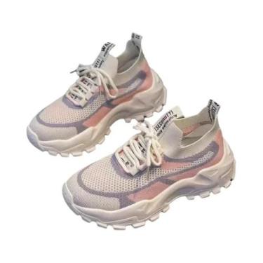 Imagem de Tênis Feminino Leve De Malha Para Corrida, Casual, Com Cadarço, Moda, 