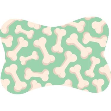 Imagem de Tapete para Comedouro Pet Antiderrapante,29cm x 43cm(Ossinho Verde)