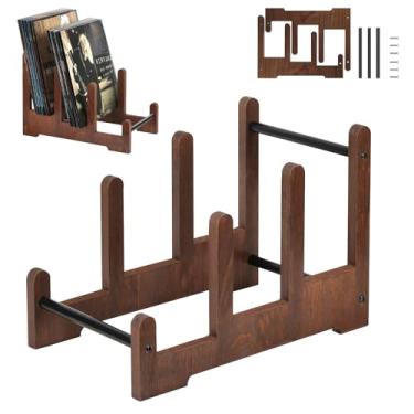 Imagem de Suporte Para Discos De Vinil, Porta Vinil 3 Níveis Com Capacidade Para 60 LPS, Estante De Madeira Para Álbuns, Livros E Revistas, Porta Discos para Mesa e Escritório Doméstico