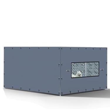 Imagem de NGB Capa para caixa de canil ao ar livre, capa lateral de canil adequada para canis de 25 cm L x 25 cm C ao ar livre, com várias cordas elásticas e uma capa lateral de canil de inverno com janela de