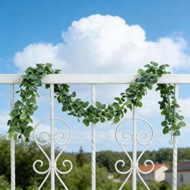 Imagem de Guirlanda artificial de rosas de videira decorativa para pendurar flores artificiais para parede, porta, janela, festa de casamento, decoração de casa