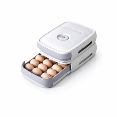 Imagem de Organizador de Ovos Empilhável com Gavetas e Marcador de Dias para Geladeira