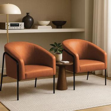 Imagem de Poltrona Sala Industrial Alta Preto Kit 2 Stella Sintético Pu D03 - D'rossi Nozes