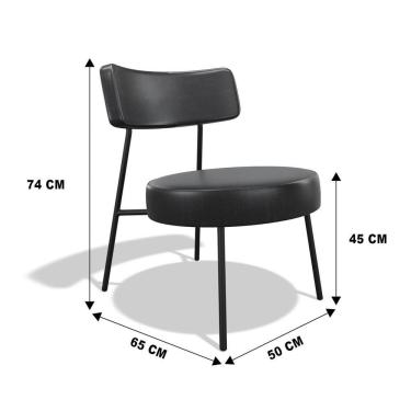 Imagem de Poltrona Decorativa Sala De Estar Kobe Estofada Com Encosto Couríssimo Preto - Desk Design Cor Preto