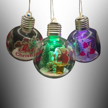Imagem de Kit Enfeite 3 Bolas Decorativa Pendurar em Árvore de Natal Iluminada com Led