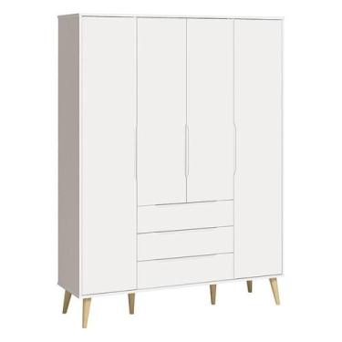 Imagem de Guarda Roupa Infantil Retrô Elfe Branco Acetinado Natural - Reller
