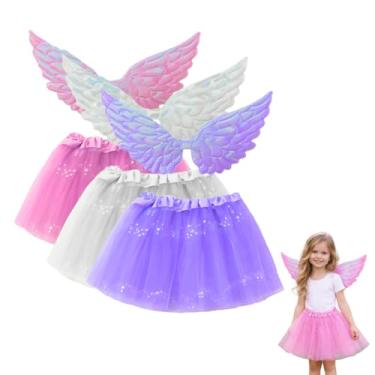 Imagem de Fantasia Fada Infantil Completa com Asas e Saia Tutu Brilhante (lilás)