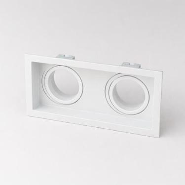 Imagem de Spot Led Recuado Duo Embutir Gu10/MR16 Quadrado Branco Policarbonato C