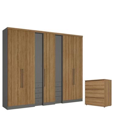 Imagem de Guarda Roupa Casal Absolut Plus 7 Portas Grafite Almendra E Cômoda Condessa Almendra - Thb