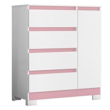 Imagem de Cômoda Sapateira Olímpia 1 Porta E 4 Gavetas Quadriflex Branco-rosa - Móveis Albatroz