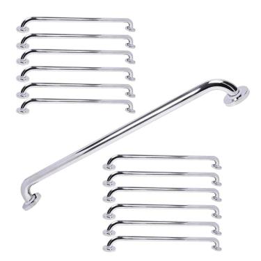 Imagem de Alça Barra de Apoio 80cm Inox Kit 12 Uni Banheiro Suporte Idoso Deficiente Cadeirante Acessibilidade Segurança Corrimao