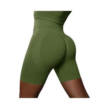 Imagem de Shorts De Yoga Femininos De Cintura Alta Sem Costura Respiráveis Para 