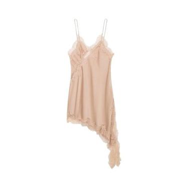 Imagem de Vestido Curto Assimétrico Sem Mangas Com Renda De Cetim Para Mulheres,