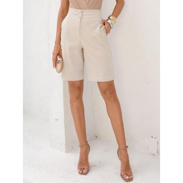 Imagem de Bermuda de Linho Feminina com Bolsos e Botões Design moderno (ref.0267