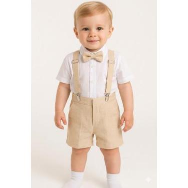 Imagem de Roupa Batizado Infantil Menino Casamento Formatura Papilloo, Palha
