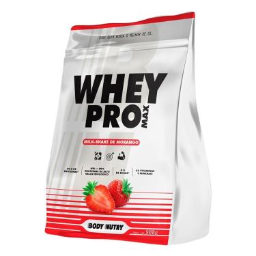 Imagem de Whey Pro Max Body Nutry 900g Proteína em Pó Sabores Morango Chocolate ou Baunilha-Unissex